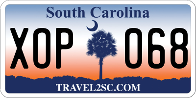 SC license plate XOP068