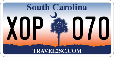 SC license plate XOP070