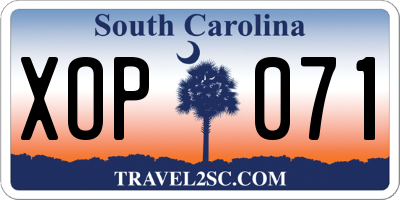 SC license plate XOP071