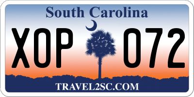 SC license plate XOP072
