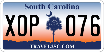SC license plate XOP076