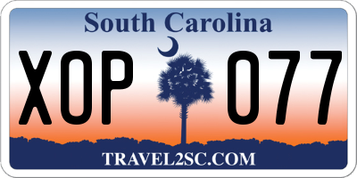 SC license plate XOP077