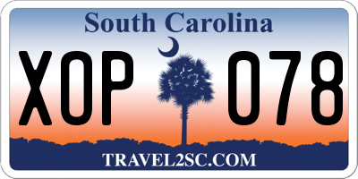 SC license plate XOP078