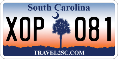SC license plate XOP081