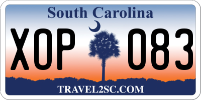 SC license plate XOP083