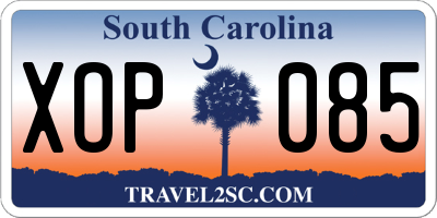 SC license plate XOP085