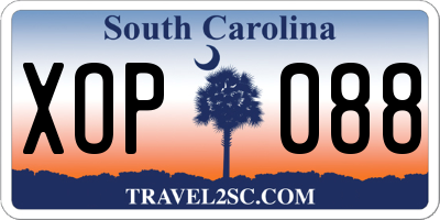 SC license plate XOP088