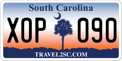 SC license plate XOP090