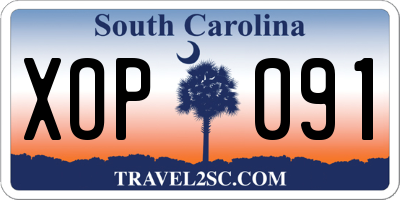 SC license plate XOP091