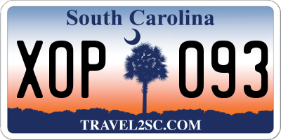 SC license plate XOP093
