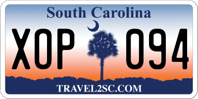 SC license plate XOP094