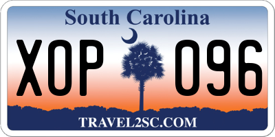 SC license plate XOP096