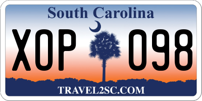 SC license plate XOP098