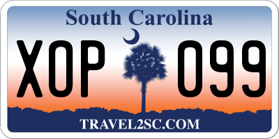 SC license plate XOP099