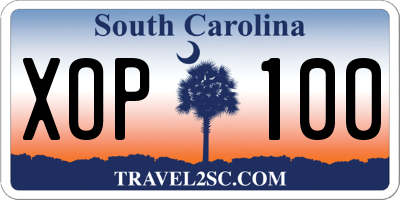 SC license plate XOP100
