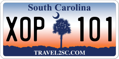 SC license plate XOP101