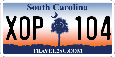 SC license plate XOP104