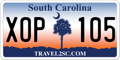 SC license plate XOP105