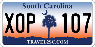 SC license plate XOP107