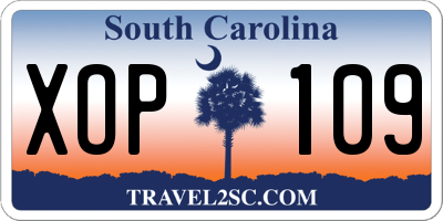 SC license plate XOP109