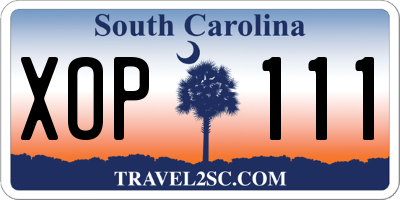 SC license plate XOP111