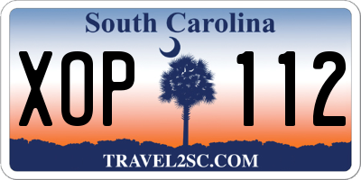 SC license plate XOP112