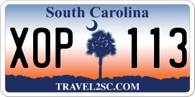 SC license plate XOP113