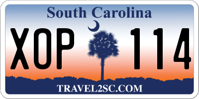 SC license plate XOP114