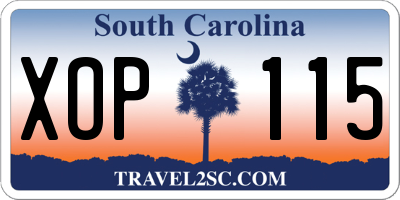 SC license plate XOP115