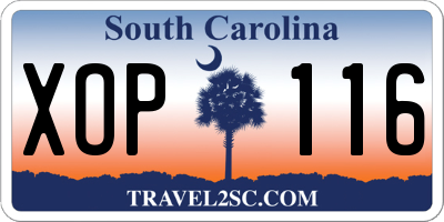 SC license plate XOP116