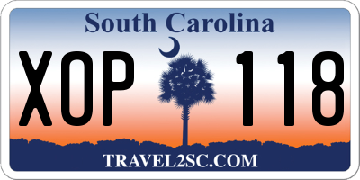 SC license plate XOP118