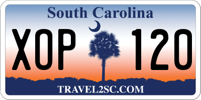 SC license plate XOP120