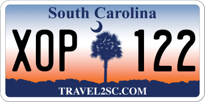 SC license plate XOP122