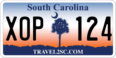 SC license plate XOP124