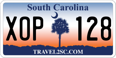 SC license plate XOP128