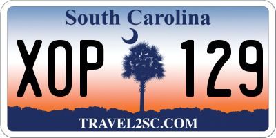 SC license plate XOP129