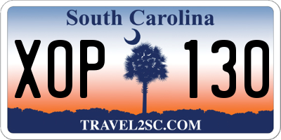 SC license plate XOP130