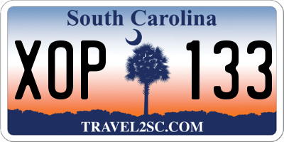 SC license plate XOP133