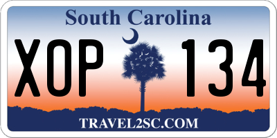 SC license plate XOP134
