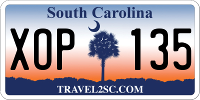 SC license plate XOP135