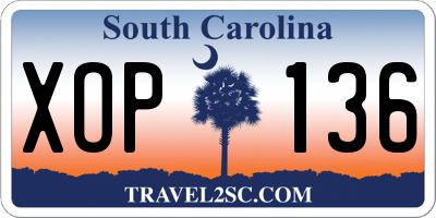 SC license plate XOP136