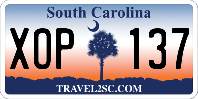 SC license plate XOP137