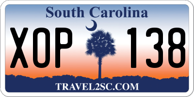 SC license plate XOP138