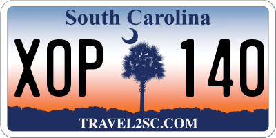 SC license plate XOP140