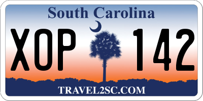 SC license plate XOP142