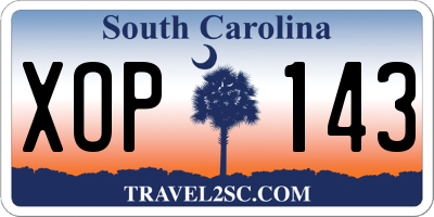 SC license plate XOP143