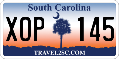 SC license plate XOP145