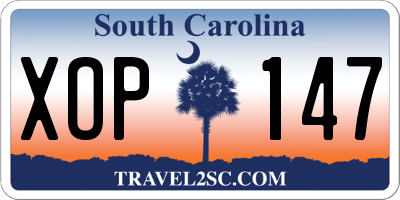 SC license plate XOP147