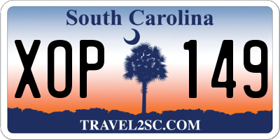 SC license plate XOP149