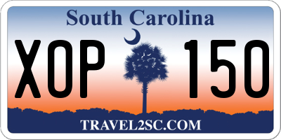 SC license plate XOP150